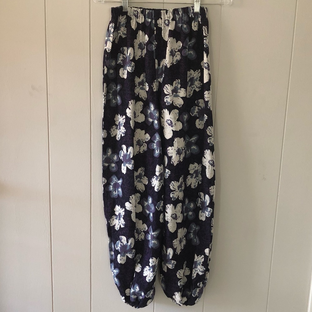Purple Mix Cotton Linen Long Pant